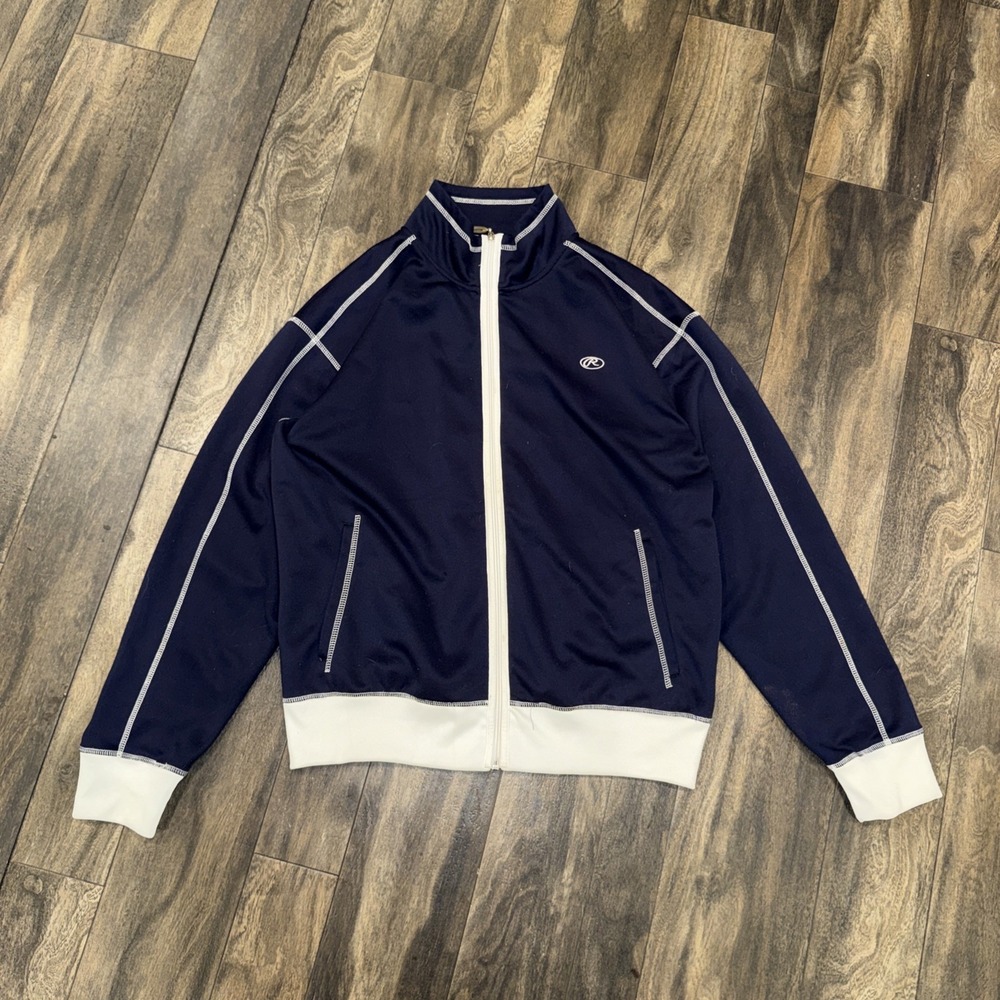 Rawlings Full-Zip Polyester Jacket Navy Blue Athletic Wear Men's Size L‎